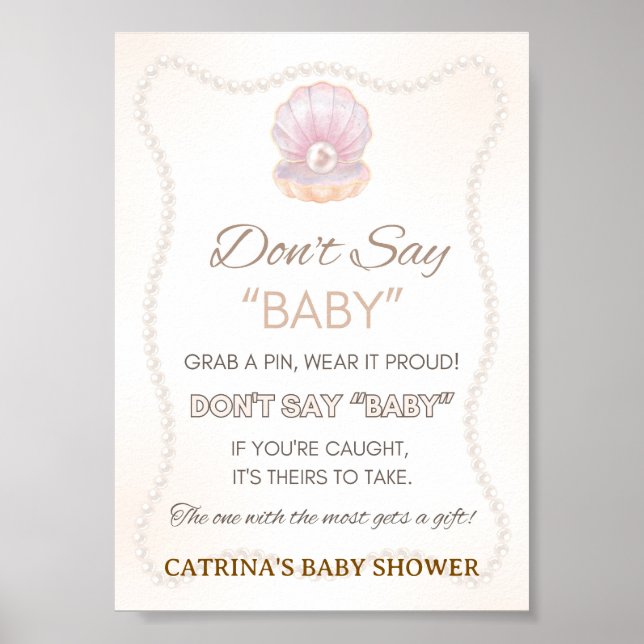 Pearl Baby Shower Game Sign (Front)