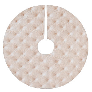Pearl beige leather: Chesterfield style texture. Brushed Polyester Tree Skirt