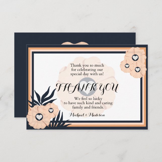 Pearl Black Watusi Tacao Floral Thank You Wedding  (Front/Back)