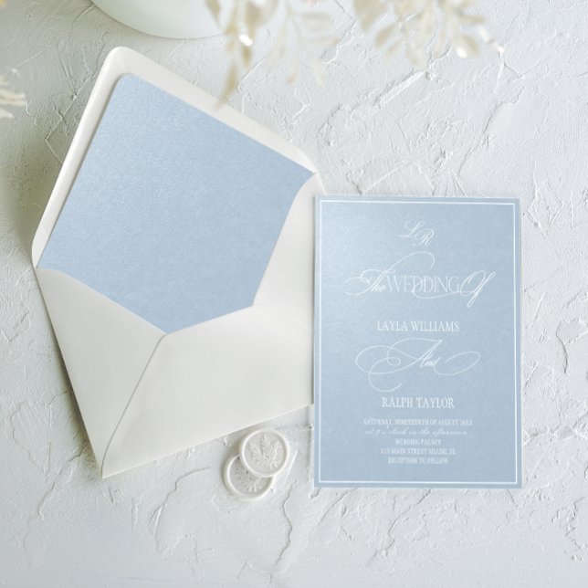 Pearl Blue Luxury Romantic Wedding Invitation (Creator Uploaded)