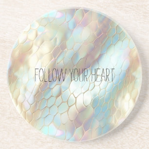 Pearl Blue Snake Skin Animal Print Coaster