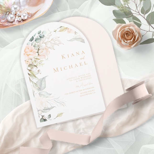 Pearl Blush Floral Wedding Arch ID989 Invitation (Creator Uploaded)