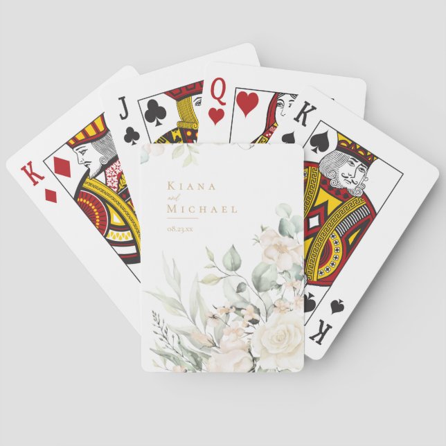 Pearl Blush Floral Wedding Favours ID989 Playing Cards (Back)