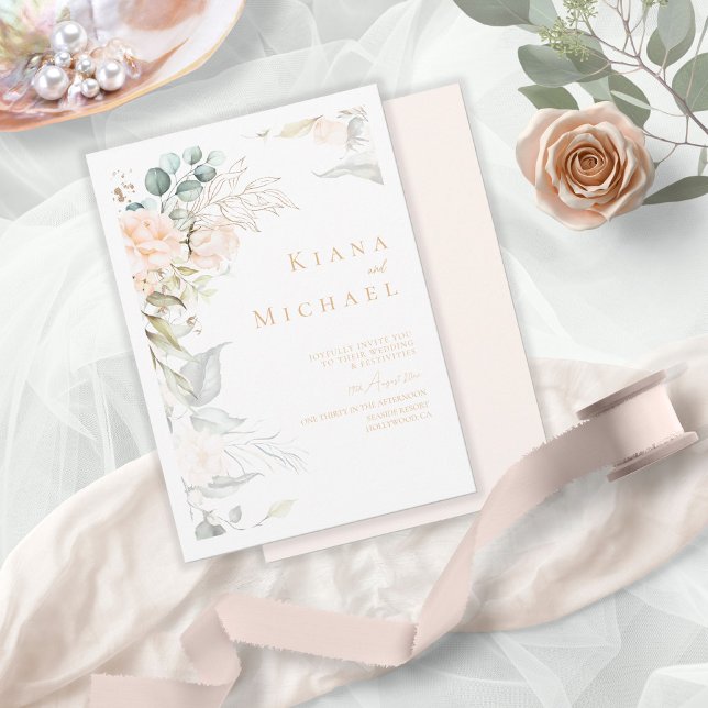 Pearl Blush Floral Wedding V2 ID989 Invitation (Creator Uploaded)