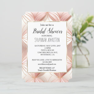 Pearl Blush Pink Rose Gold Bridal Shower Invitation