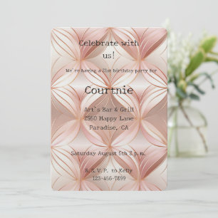 Pearl Blush Pink Rose Gold Glam Circles Birthday Invitation