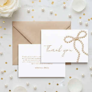 Pearl Bow Chic She's Tying the Knot Bridal Shower Thank You Card