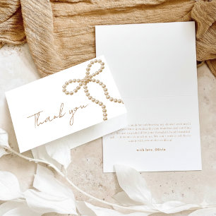 Pearl Bow She's Tying the Knot Chic Bridal Shower Thank You Card