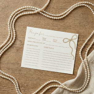 Pearl Bow Tying the Knot Bridal Shower Recipe Card