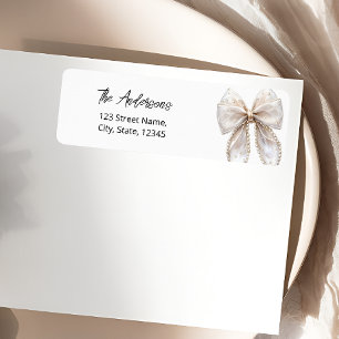 Pearl Bow White Return Address Label