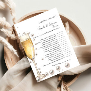 Pearl bride & groom trivia bridal shower game Card