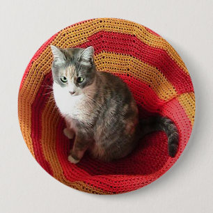 Pearl Cat on Afghan 10 Cm Round Badge