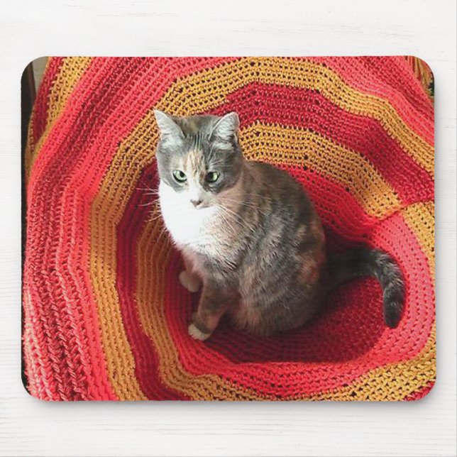Pearl Cat on Afghan Mouse Pad (Front)