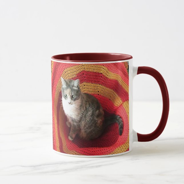 Pearl Cat on Afghan Mug (Right)