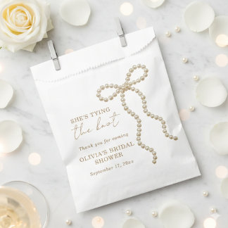 Pearl Chic She's Tying the Knot Bow Bridal Shower Favour Bag