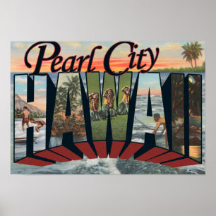 Pearl City, Hawaii - Large Letter Scenes Poster