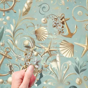 Pearl Coast Elegance Minimalist Acrylic Wedding  Acrylic Invitations