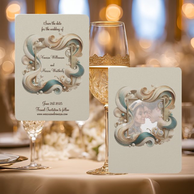 Pearl Coast Elegance Minimalist Save the Date Card (Creator Uploaded)