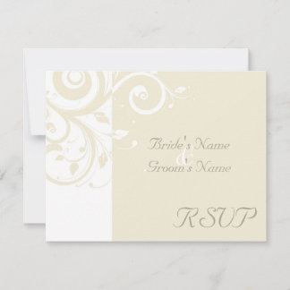 Pearl Cream Reverse Swirl Wedding Matching RSVP Card