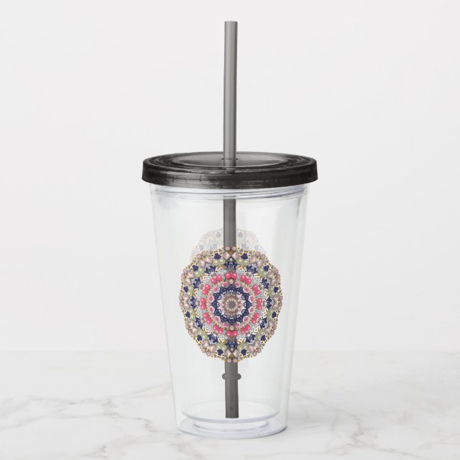 Pearl decoration acrylic tumbler (Front)