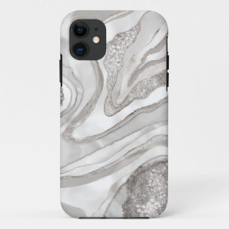 Pearl, diamonds and platinum geode digital art iPhone 11 case