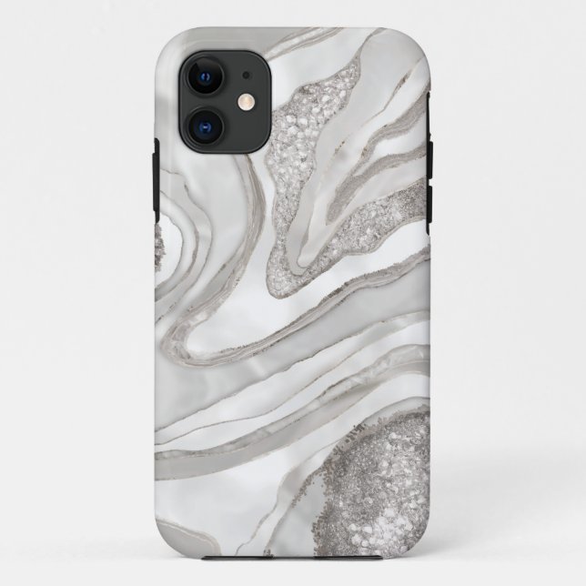 Pearl, diamonds and platinum geode digital art Case-Mate iPhone case (Back)