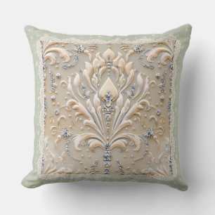Pearl Elegance: Crystal Embroidered Pattern Throw Cushion