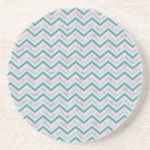 Pearl Floral Teal ZigZag Pattern Coaster