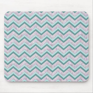 Pearl Floral Teal ZigZag Pattern Mouse Pad