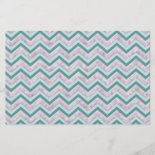 Pearl Floral Teal ZigZag Pattern Stationery