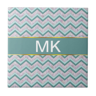 Pearl Floral Teal ZigZag Pattern Tile