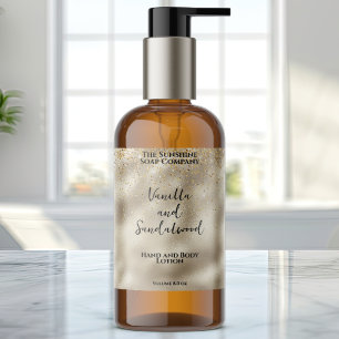 Pearl foil & gold glitter cosmetics bottle label