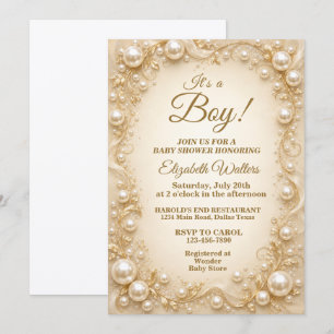 Pearl Frame Elegant Baby Shower Invitation