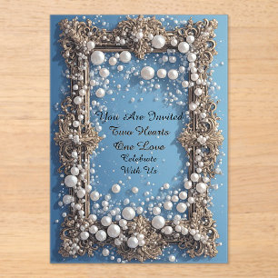 Pearl Frame Wedding Invitation Acrylic Invite Card