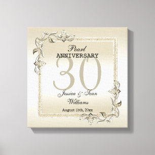 Pearl Gem & Glitter 30th Wedding Anniversary Canvas Print