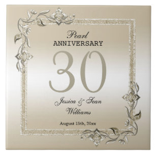 Pearl Gem & Glitter 30th Wedding Anniversary    Ceramic Tile