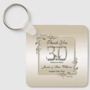 Pearl Gem & Glitter 30th Wedding Anniversary  Key Ring
