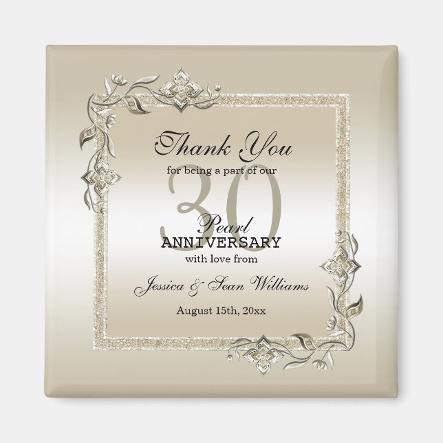 Pearl Gem & Glitter 30th Wedding Anniversary    Magnet (Front)
