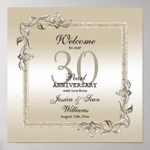 Pearl Gem & Glitter 30th Wedding Anniversary Poster