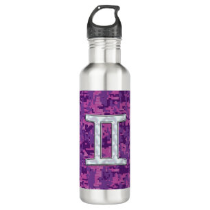 Pearl Gemini Zodiac Symbol on Digital Camouflage 710 Ml Water Bottle