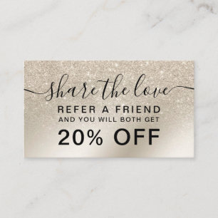 pearl glitter ivory ombre gold foil share the love referral card