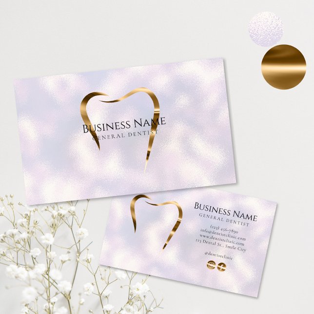 Pearl & Gold Dentist Business Card (Creator Uploaded)