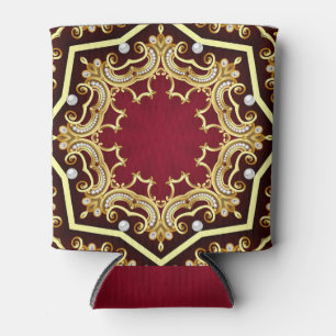 Pearl Gold Frame Illustration Background Can Cooler