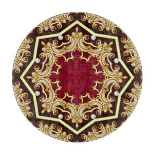 Pearl Gold Frame Illustration Background Cutting Board