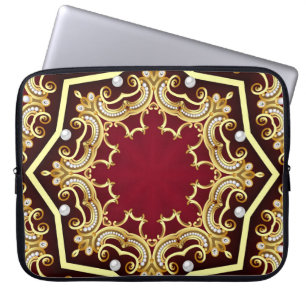 Pearl Gold Frame Illustration Background Laptop Sleeve
