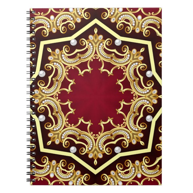 Pearl Gold Frame Illustration Background Notebook (Front)
