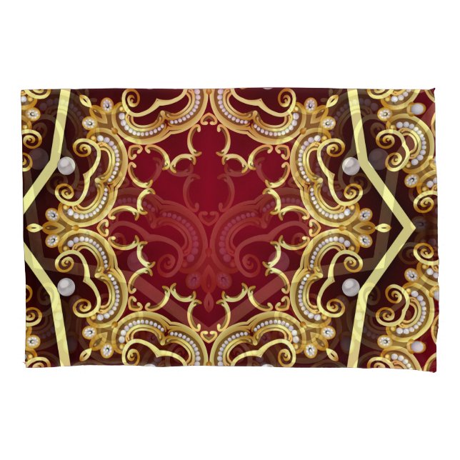 Pearl Gold Frame Illustration Background Pillowcase (Front)