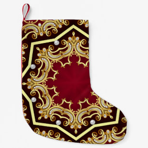 Pearl Gold Frame Illustration Background Small Christmas Stocking