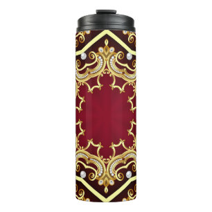 Pearl Gold Frame Illustration Background Thermal Tumbler