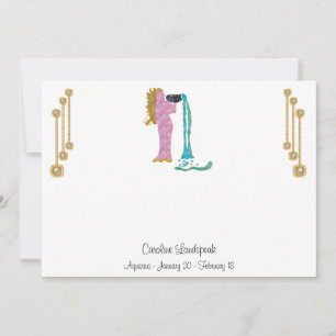 Pearl & Gold Jewels with Aquarius Zodiac Sign Card